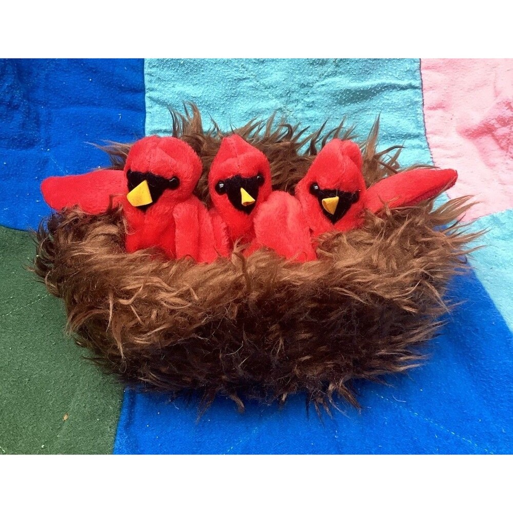 Folkmanis Cardinals in Nest Puppet Educational Nature Birds Spring Folktails